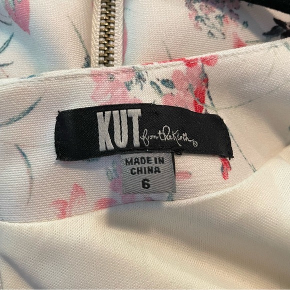 Kut‎ From The Kloth Lana Fit & Flare Dress Size 6 Womans Ivory Floral Sleeveless - Picture 4 of 7